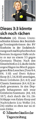 Damen 30: Kneheim - Thuine 3:3 (MT 09.11.2016)