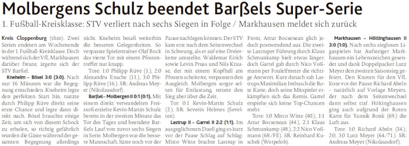 Herren: Kneheim - Bösel 3:0 (MT 07.11.2023)