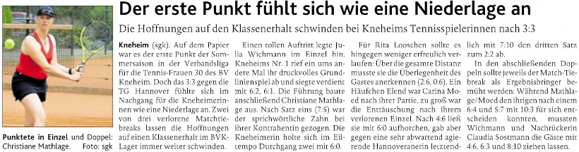 Damen 30: Kneheim - Hannover 3:3 (MT 31.05.2024)